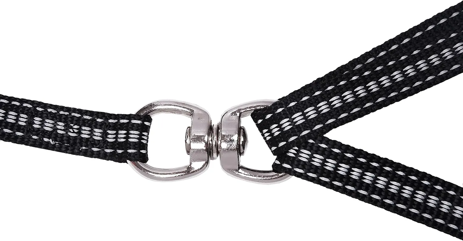 Prima Pet Premium Reflective Double Dog Leash - Adjustable Coupler - 2 Padded Handles- Great for Walking 2 Dogs/Dual Dogs - Tangle Free (Small - 5/8" Width, 6 Feet Black)