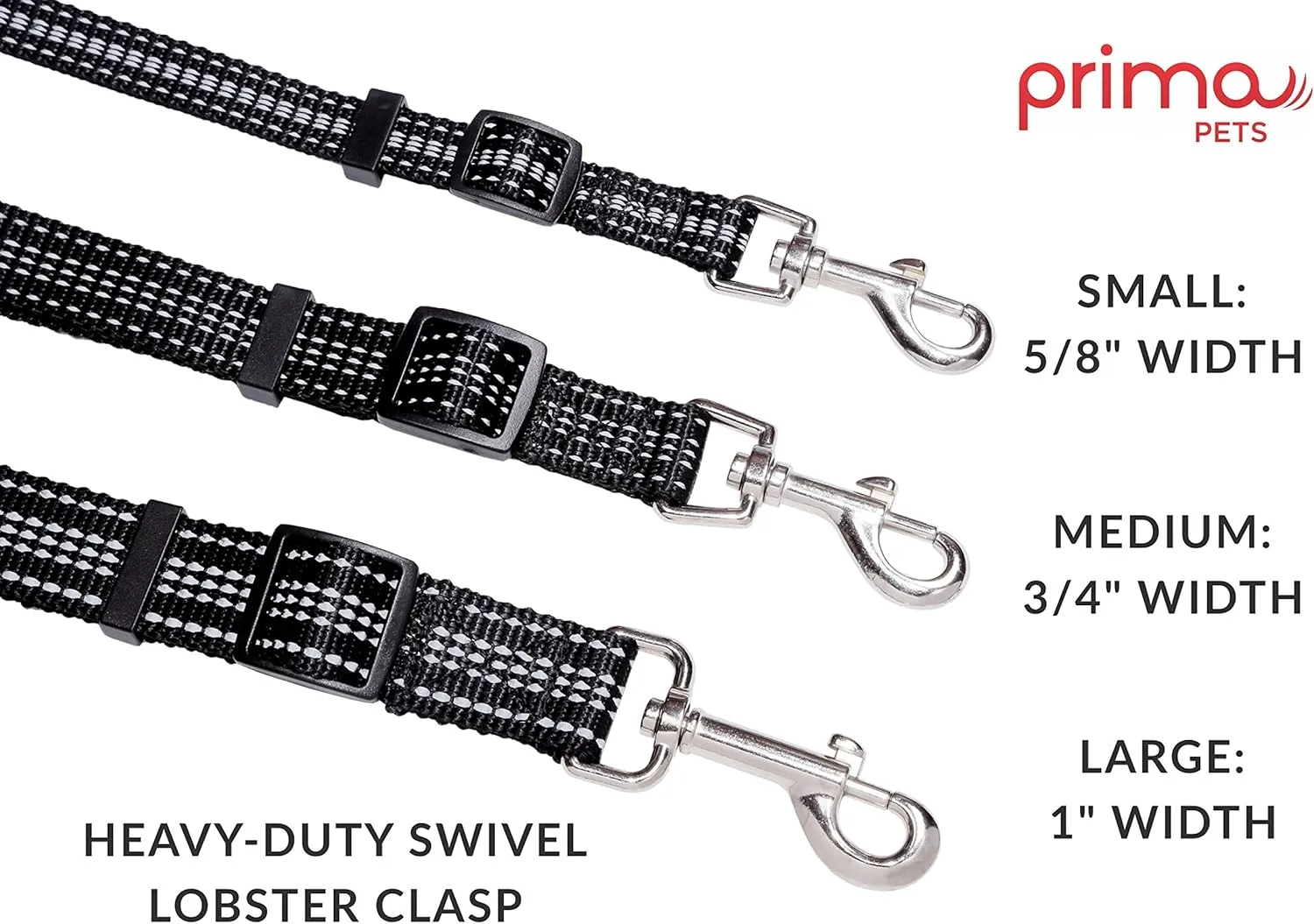 Prima Pet Premium Reflective Double Dog Leash - Adjustable Coupler - 2 Padded Handles- Great for Walking 2 Dogs/Dual Dogs - Tangle Free (Small - 5/8" Width, 6 Feet Black)
