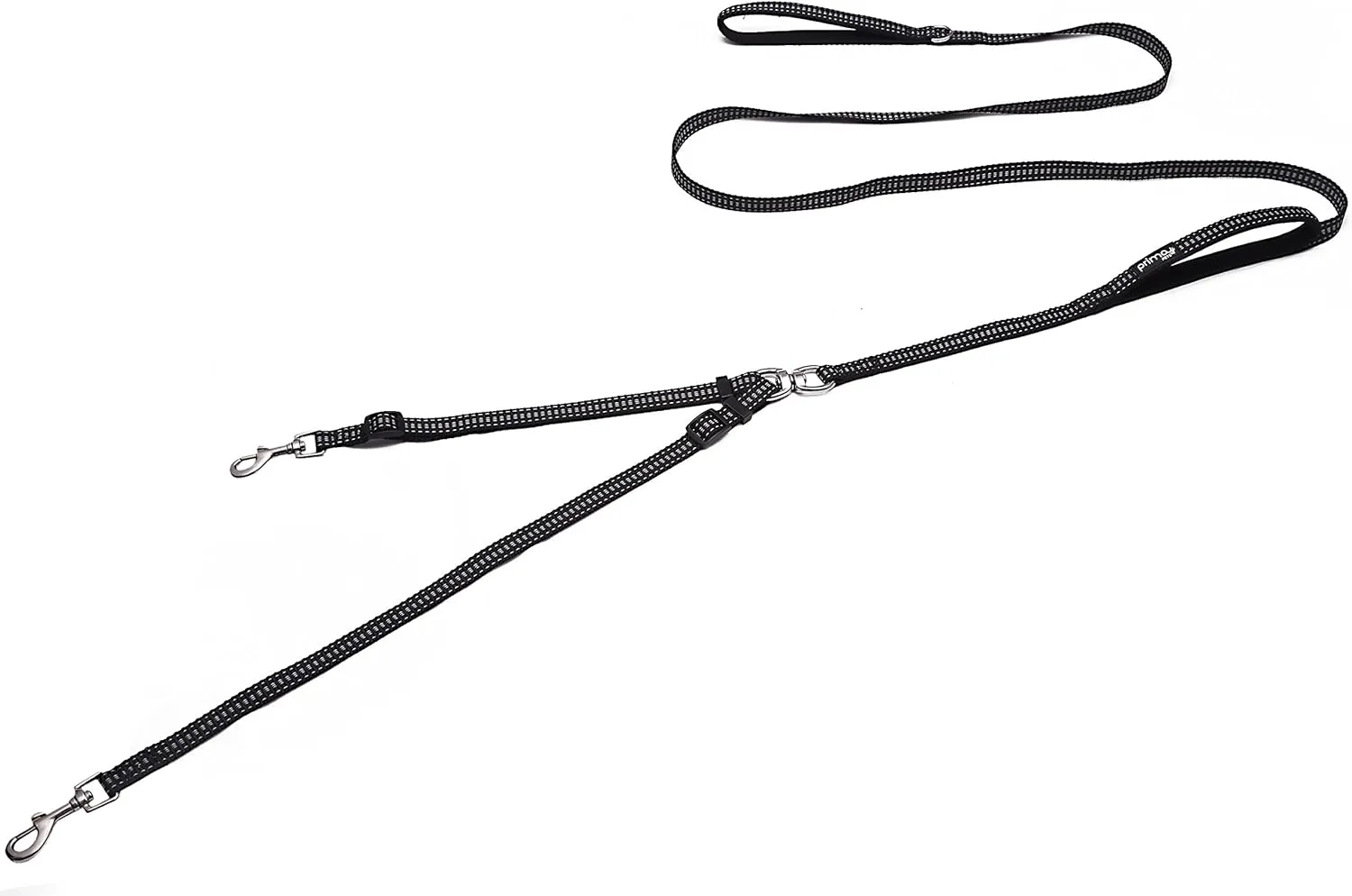 Prima Pet Premium Reflective Double Dog Leash - Adjustable Coupler - 2 Padded Handles- Great for Walking 2 Dogs/Dual Dogs - Tangle Free (Small - 5/8" Width, 6 Feet Black)
