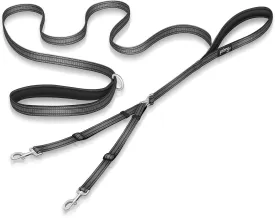 Prima Pet Premium Reflective Double Dog Leash - Adjustable Coupler - 2 Padded Handles- Great for Walking 2 Dogs/Dual Dogs - Tangle Free (Small - 5/8" Width, 6 Feet Black)