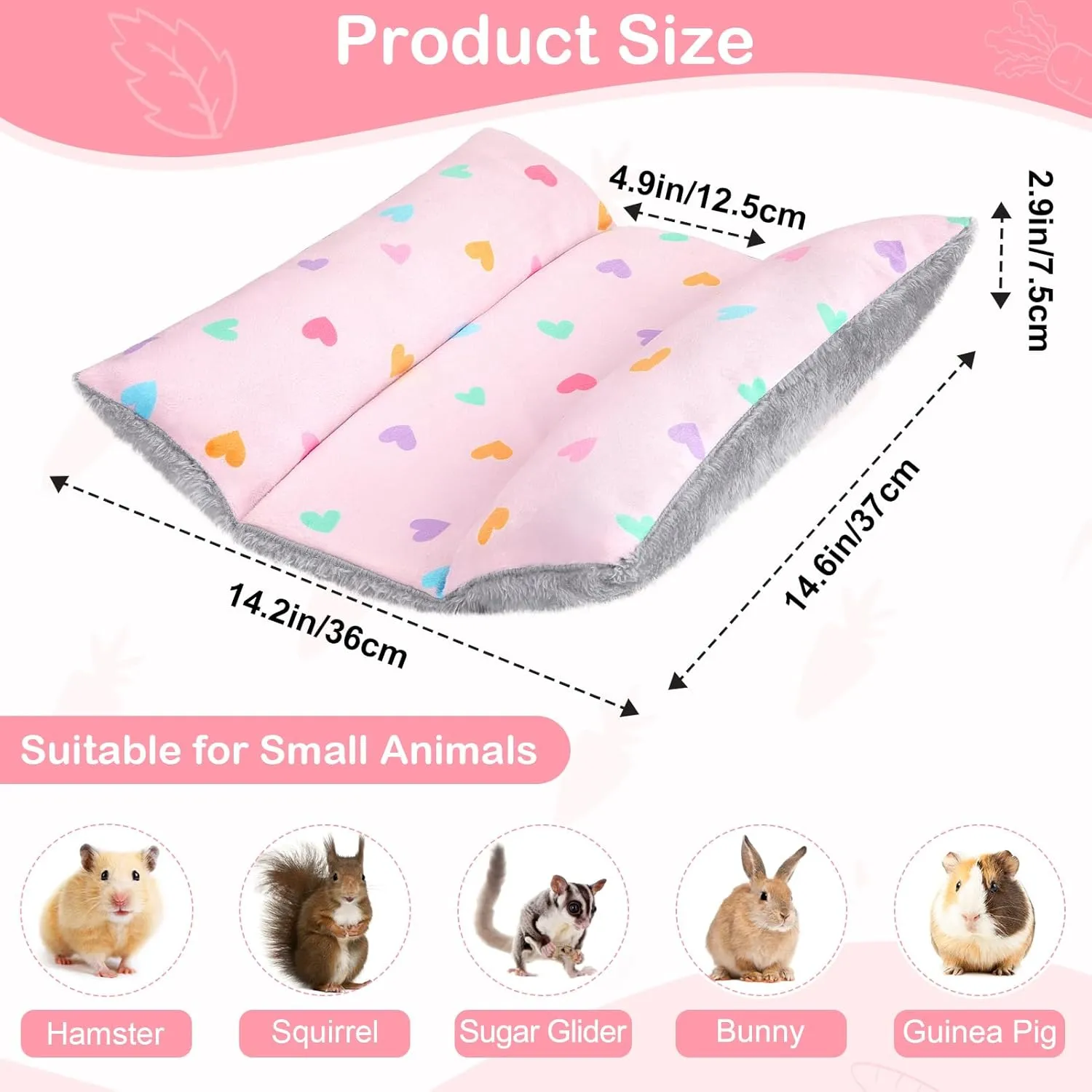 Rabbit Bed Thickened and Soft Bunny Bed Washable Cuddle Cushion Plush Mat Double-Sided Plush Small Pet Flop Mat Cotton Pillow for Rabbit