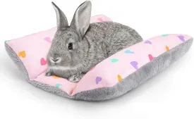 Rabbit Bed Thickened and Soft Bunny Bed Washable Cuddle Cushion Plush Mat Double-Sided Plush Small Pet Flop Mat Cotton Pillow for Rabbit