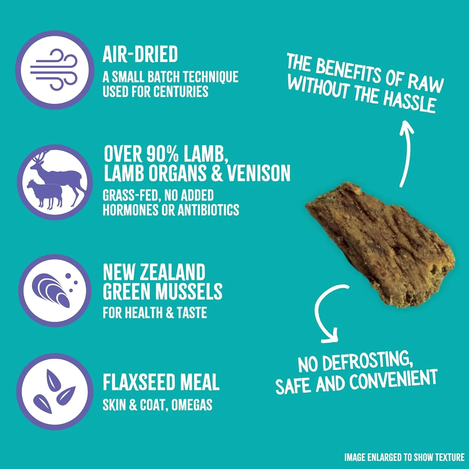 RawTernative Air Dried Dog Food, High Protein, Over 90% Real Lamb, Organs, & Venison   New Zealand Green Mussels, Complete Meal or Topper, Grain Free, Gluten Free, Non GMO, (5 oz Bag)