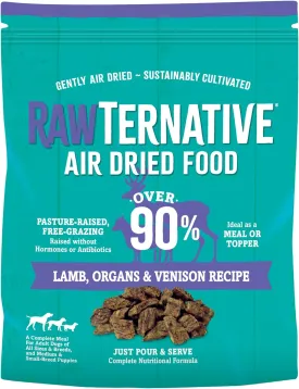 RawTernative Air Dried Dog Food, High Protein, Over 90% Real Lamb, Organs, & Venison   New Zealand Green Mussels, Complete Meal or Topper, Grain Free, Gluten Free, Non GMO, (5 oz Bag)