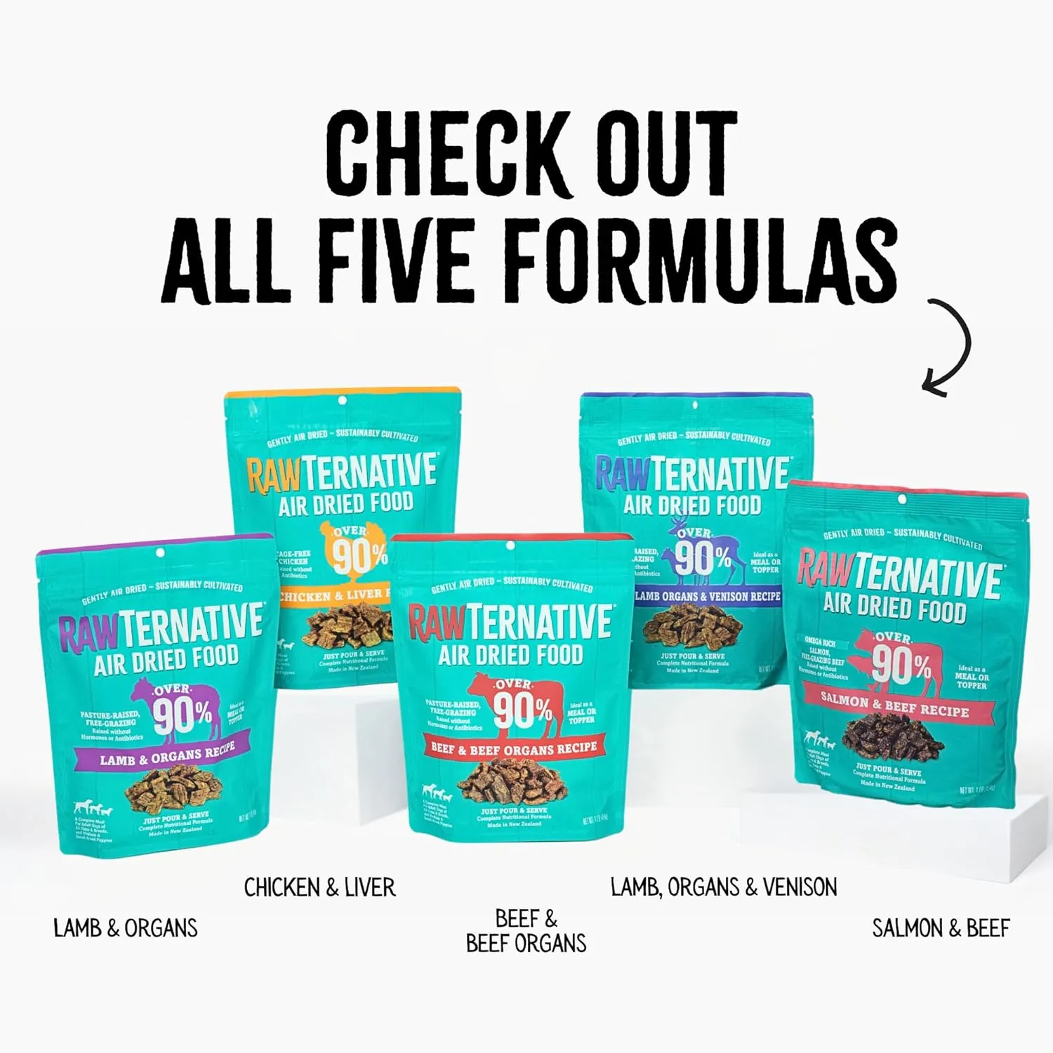 RawTernative Air Dried Dog Food, High Protein, Over 90% Real Lamb, Organs, & Venison   New Zealand Green Mussels, Complete Meal or Topper, Grain Free, Gluten Free, Non GMO, (5 oz Bag)