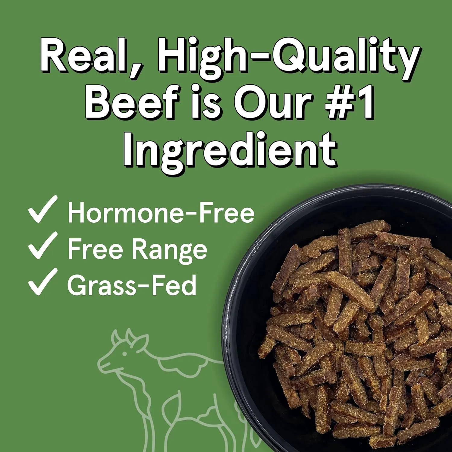 Real Meat Air Dried Cat Food & Dog Food w/Real Beef - 5oz of USA-Crafted Grain-Free Dry Dog & Cat Food Sourced from Hormone-Free, Free-Range, Grass-Fed Beef - All Natural, High Protein Pet Food
