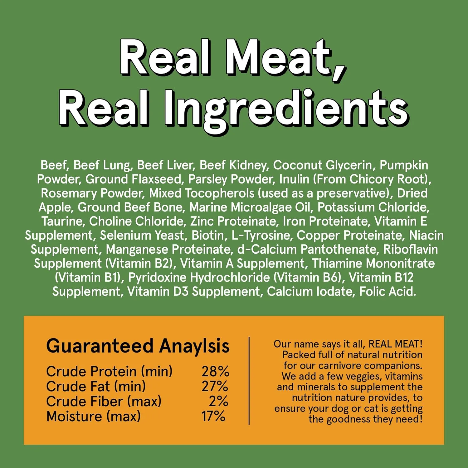 Real Meat Air Dried Cat Food & Dog Food w/Real Beef - 5oz of USA-Crafted Grain-Free Dry Dog & Cat Food Sourced from Hormone-Free, Free-Range, Grass-Fed Beef - All Natural, High Protein Pet Food