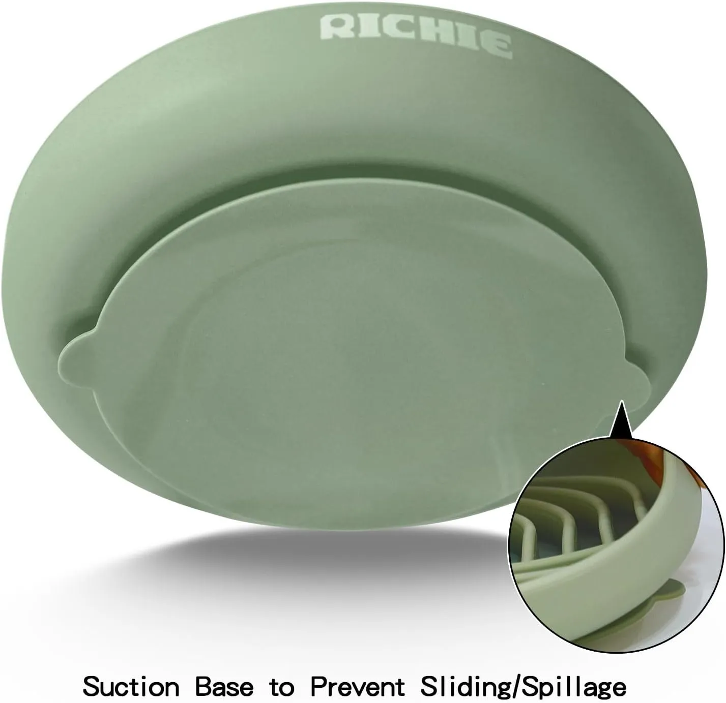 RICHIE Slow Feeder Dog Bowls with Suction Cups, Silicone Puzzle Bowl for Slow Eating, Pets Slow Feeder Non-Slip Design Dishwasher Microwave Safe for Small Medium Dogs, Green