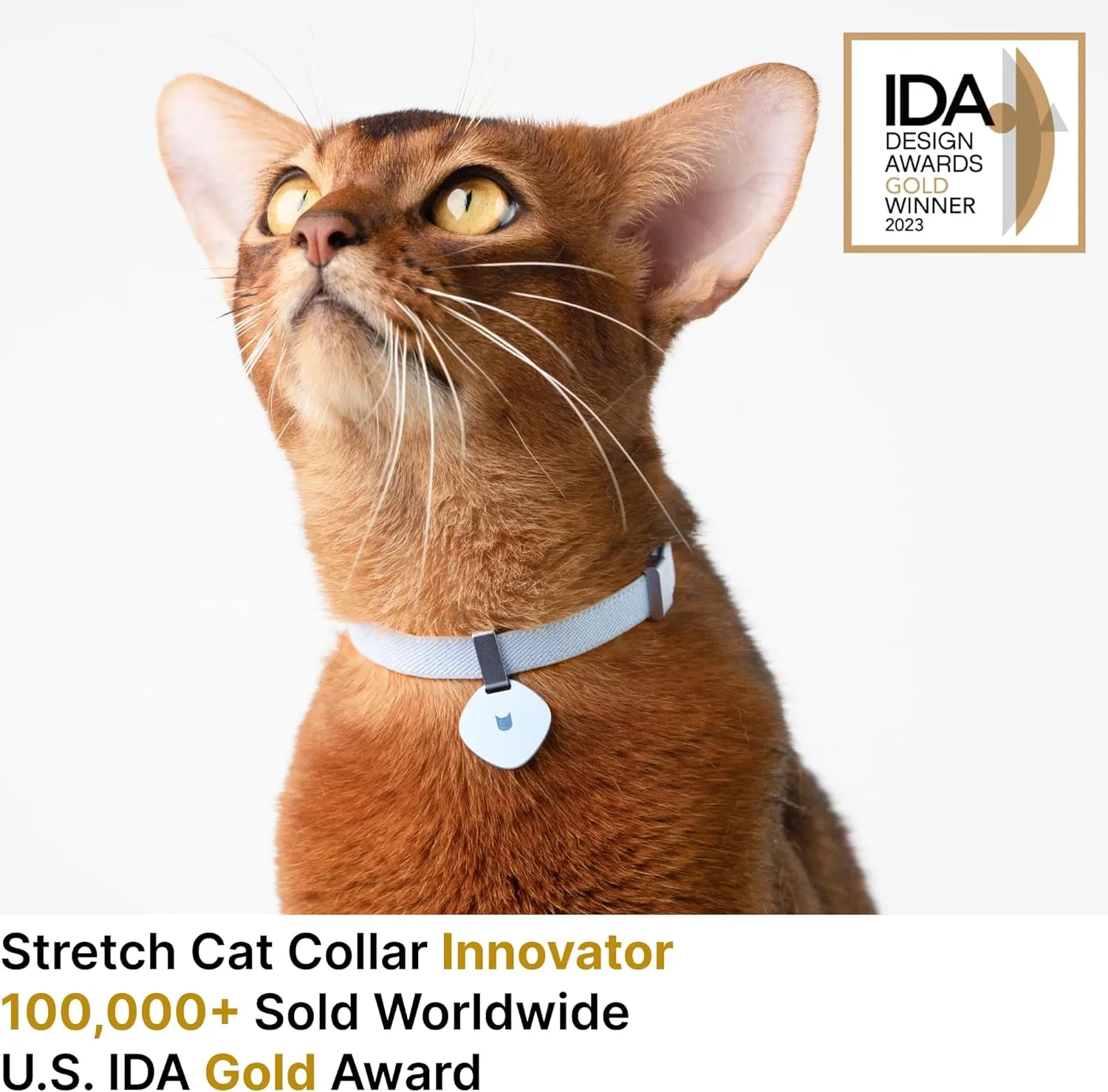 Safety Cat Collar Pro and Tag Set - U.S. IDA Gold Award, Elastic Release Cat Collar Charm Tag, Non Breakaway Cat Collar Adjustable with Charm for Kitten Small Large Cats (Olive, S)