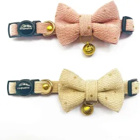 Safety Quick Release Cat Collars, Soft Kitten Collars with Detachable Bow Tie and Bell, Pack of 2, Adjustable 20-30 cm (20-30cm, Pink Cream)