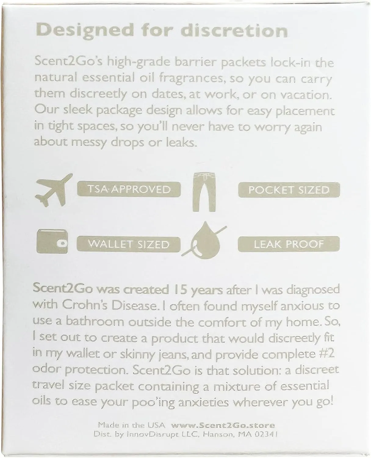 Scent2Go Toilet Fragrance Powder - Discreet Travel Size Packet - Leak Lock Design - Plant Based Formula - Lavender   Peppermint - 20 Single Use Packets
