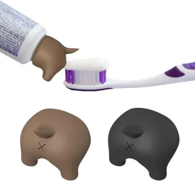 SHANPIN Self-Closing Toothpaste Cap, Pack of 2 - Mess-Free, Toothpaste-Saver Silicone Cap with Self-Sealing Tip - Stylish See-Through Design, Fun Dog Toothpaste Dispenser.