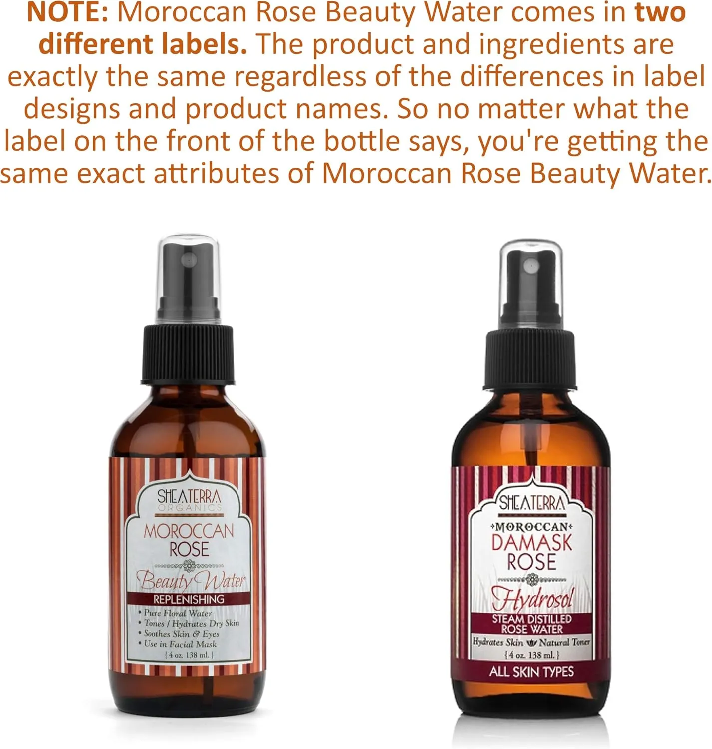 Shea Terra Organics Beauty Water, Toner & Face Mist  Moroccan Damask Rose Hydrosol | Natural Daily Hydrating Toner with Anti-Aging Rose Distillate to Moisturize & Soothe Dry, Inflamed Skin  4 oz