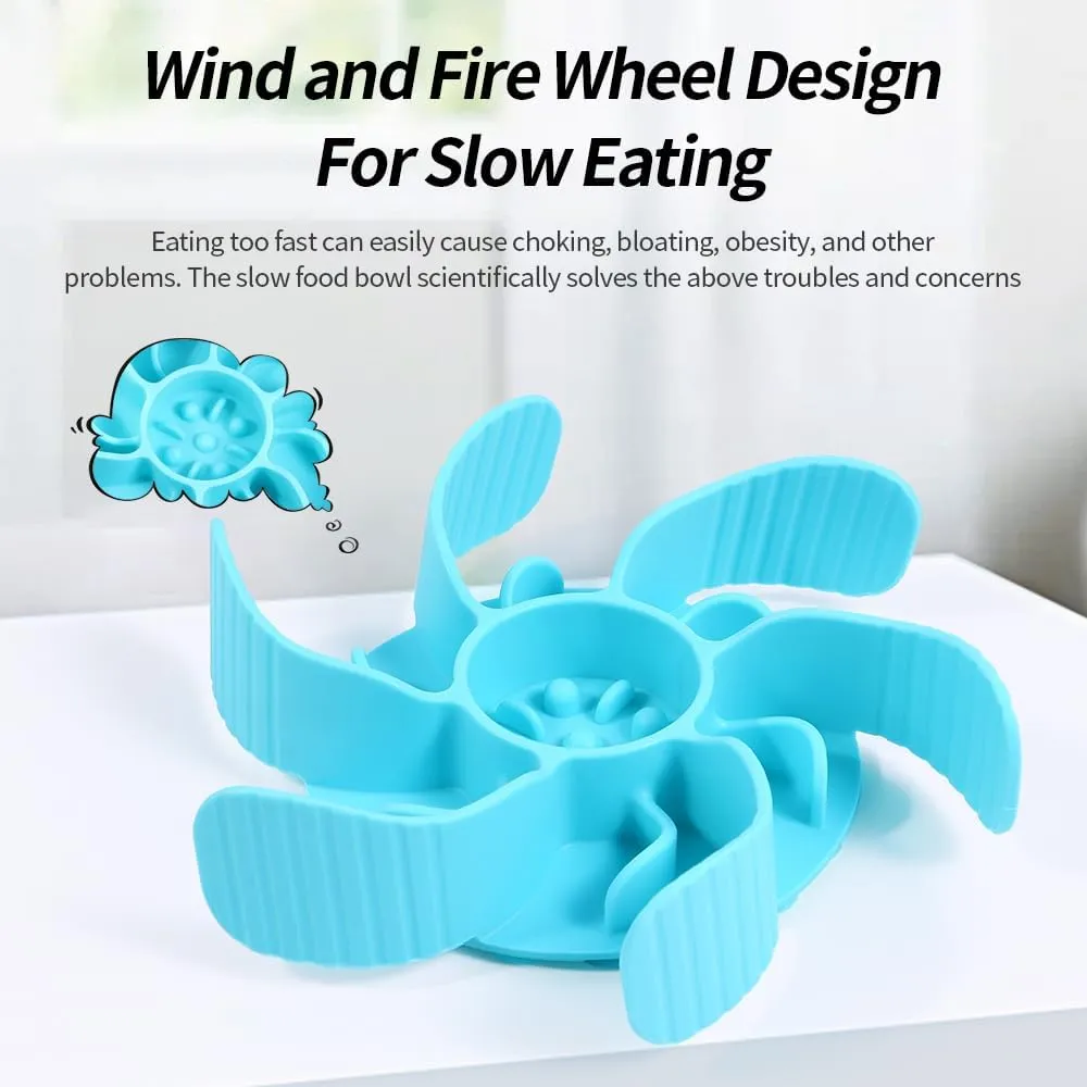 Slow Feeder Dog Bowl Insert with Suction Cups Dog Anti-Choking Slow Eating Feeder Insert for Medium Breed Large Sized Dog, Fit into Basic Bowls and Elevated Dog (Light blue)