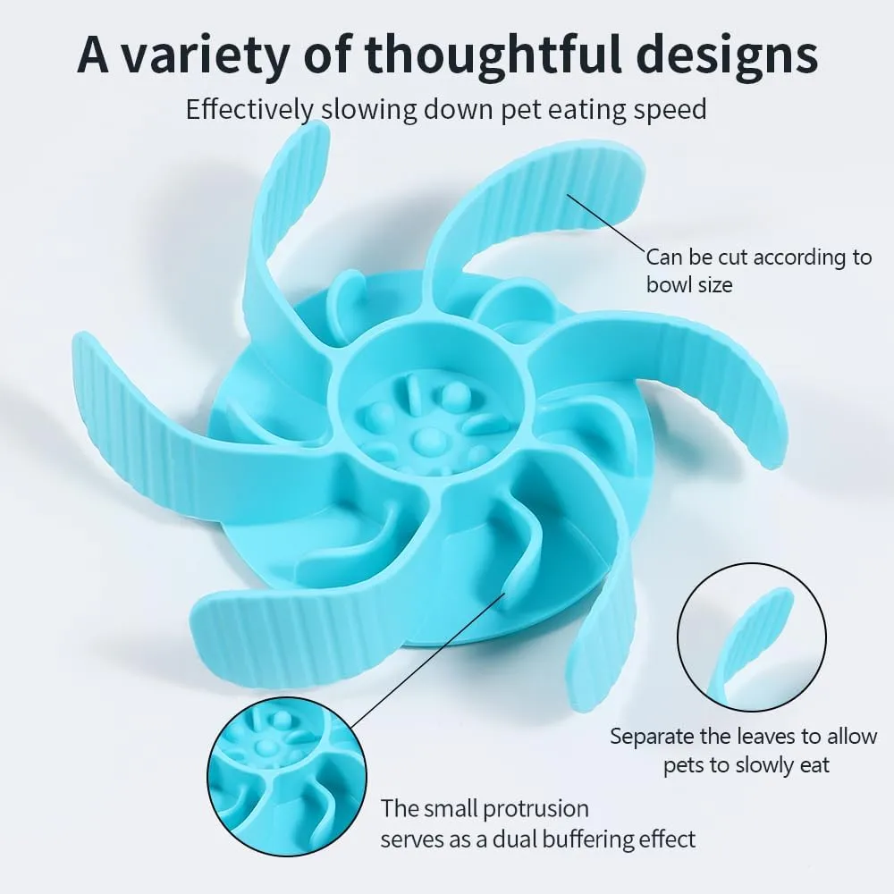 Slow Feeder Dog Bowl Insert with Suction Cups Dog Anti-Choking Slow Eating Feeder Insert for Medium Breed Large Sized Dog, Fit into Basic Bowls and Elevated Dog (Light blue)