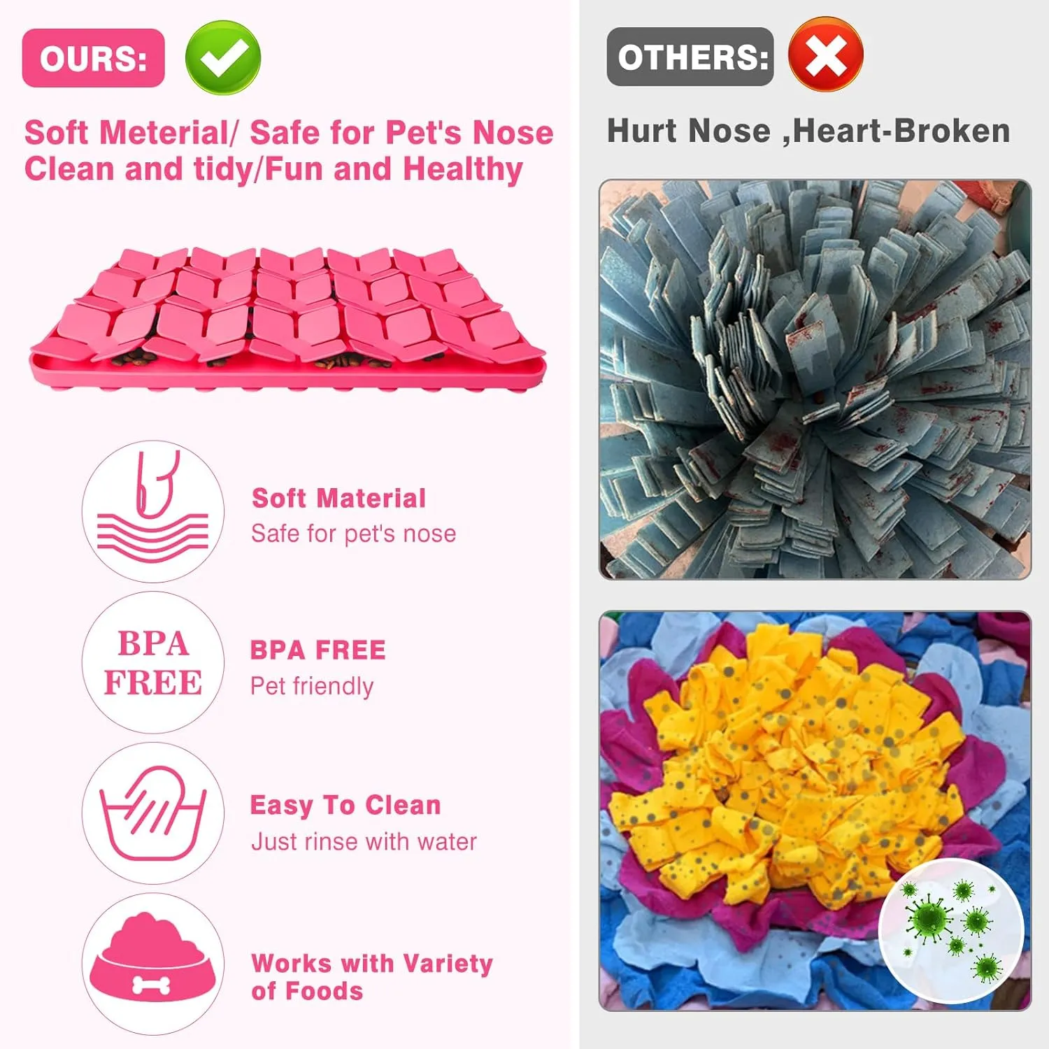 Snuffle Mat for Dogs,Premium Silicone Dog Food Mat 8x13Interactive Feed Game for Boredom,Encourages Natural Foraging Skills and Stress Relief for Medium Pets Smell Training Slow Feed Mat P