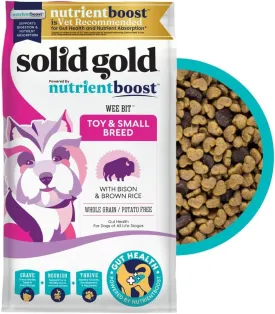 Solid Gold Toy & Small Breed Dog Food Dry Small Bites  Real Bison & Healthy Whole Grain Dogfood  Potato Free, High Fiber Healthy Dog Kibble w/Probiotics for Gut Health  NutrientBoost  3.75 lb