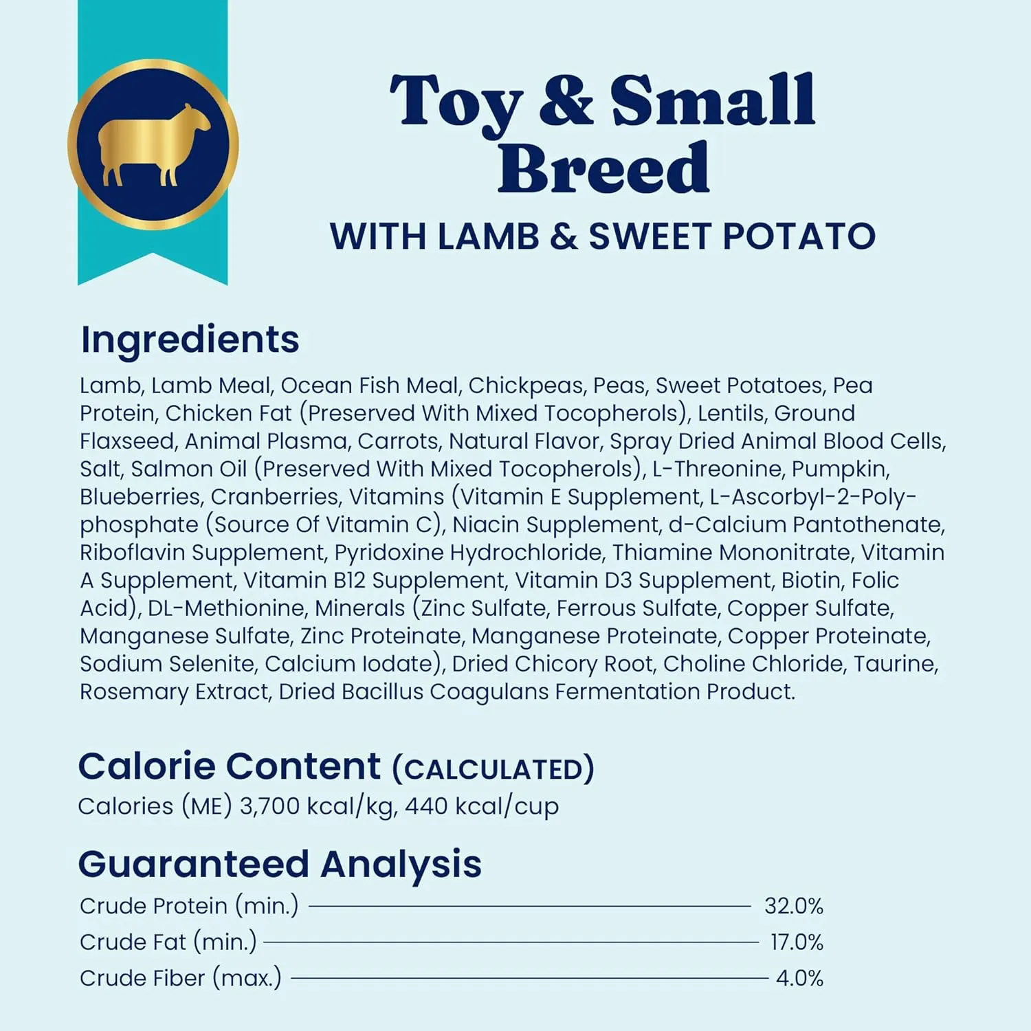 Solid Gold Toy & Small Breed Dry Dog Food Small Bites  Real Lamb, Grain Free, Gluten Free, High Fiber Healthy Kibble w/Probiotics for Gut Health & Digestion Support All Ages NutrientBoost 3.75LB