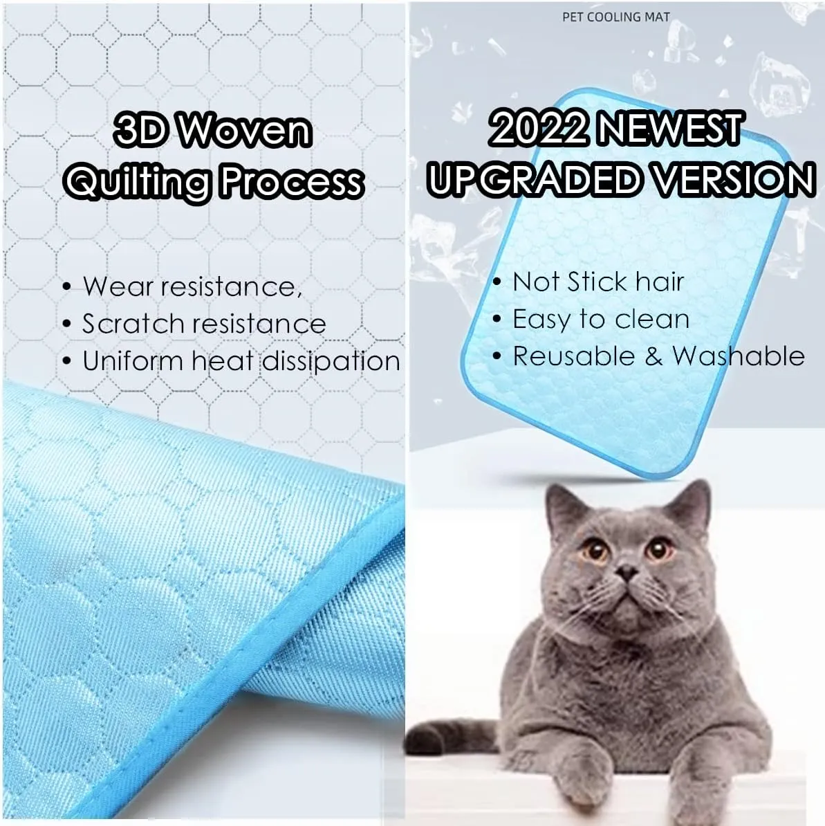 SOMOYA Dog Self Cooling Mat Pet Washable Cooling Pads Blanket Sleeping Kennel Mat,Ice Silk Sleep Mat Pad Non-Toxic Breathable Sleep Bed Beach for Large Dogs Cats (Blue, 39.4x59 in)