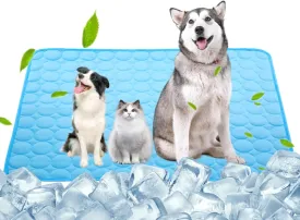 SOMOYA Dog Self Cooling Mat Pet Washable Cooling Pads Blanket Sleeping Kennel Mat,Ice Silk Sleep Mat Pad Non-Toxic Breathable Sleep Bed Beach for Large Dogs Cats (Blue, 39.4x59 in)