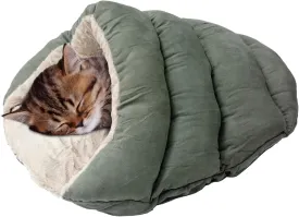 SPOT Sleep Zone Cuddle Cave - Cat Cave Bed for Indoor Cats and Mini Dogs, Durable, Comfortable, Washable for Kittens and Puppies Under 10 lbs and 12 inches Long, Sage Color
