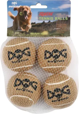 Squeaky Dog Balls - Squeaky Tennis Balls for Dogs, Brown | Medium - 2.5'', 4Pack