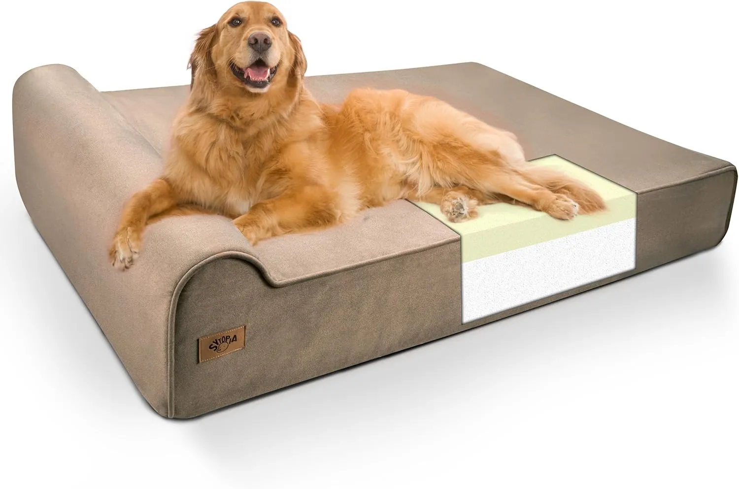 Sytopia XXL Memory Foam Dog Bed, 7 Inch Thick Extra Large Orthopedic Couch for Senior Dogs Over 100 Pounds, Water Resistant and Washable Cover, Liner, Grey