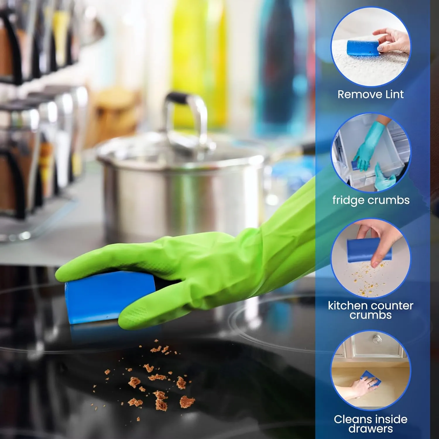 Tackzo Multi-Purpose, Reusable and Eco-Friendly Hand-Held Cleaner Roll with Versa Brush for Hard-to-Reach Areas in Your Home and Car - Removes Debris, Pet Hair, Crumbs and More