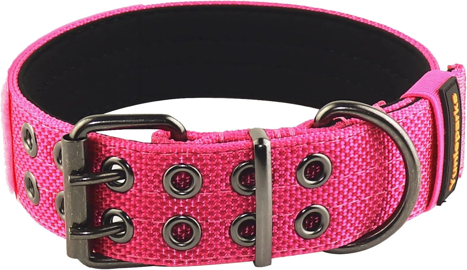 Tactical Collar for Medium Large Dogs, Heavy Duty Metal Buckle, Soft Neoprene Padded, Nylon Wide(Large, Pink)