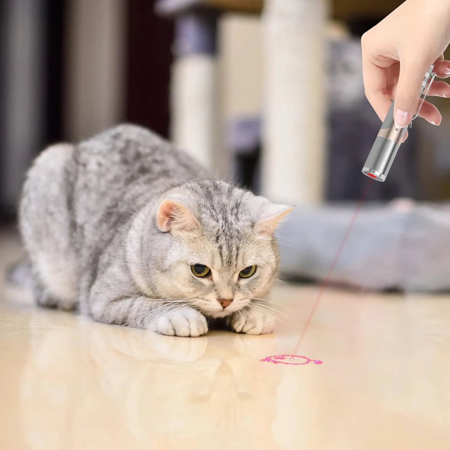 TBTeek Cat Toys for Indoor Cats, 2 Pieces, Rechargeable, 7 Adjustable Patterns, Interactive Kitten Pet Dog Red Dot Chase Light Toy for Cats Fun Playing Exercise