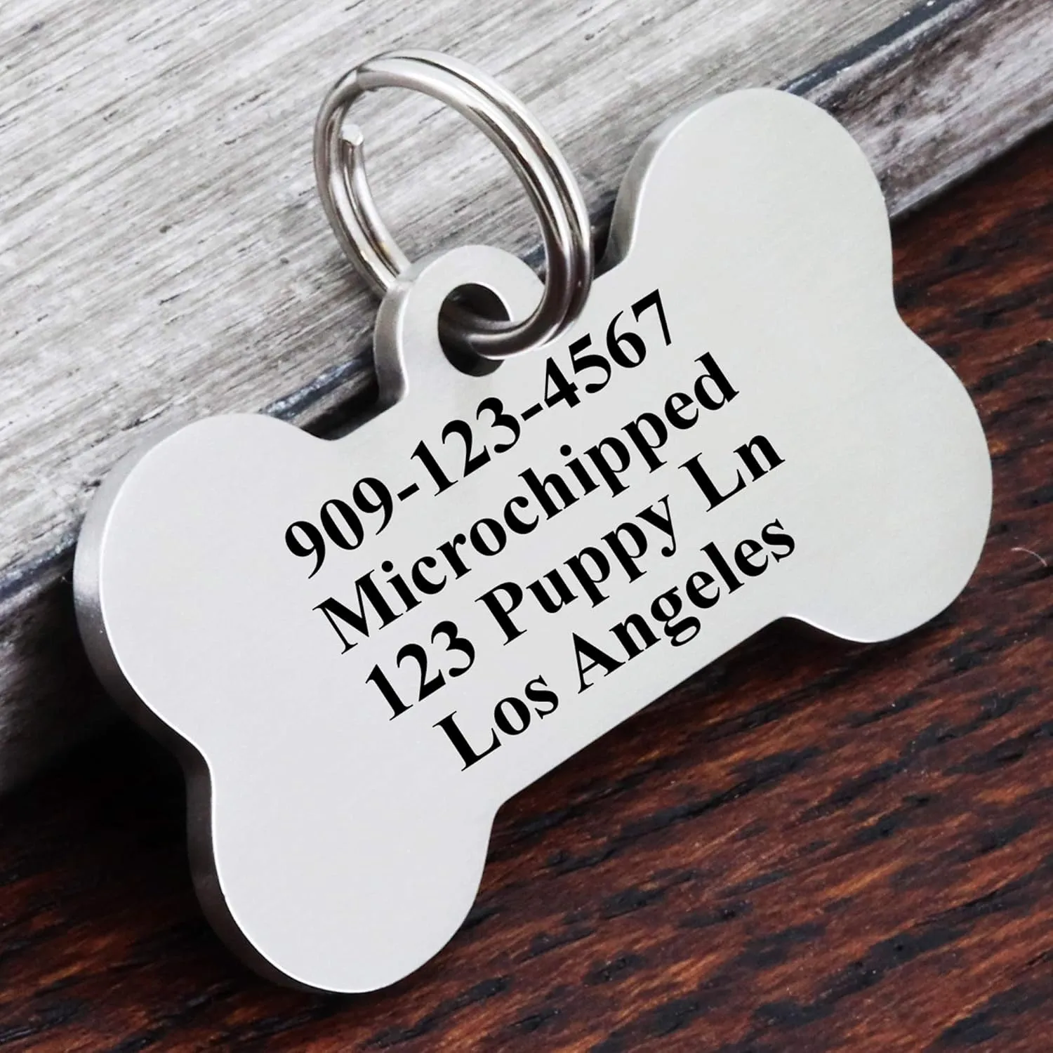 Ultra Joys Stainless Steel Pet ID Tag Dog Name Tags Personalized Front and Back Engraving, Customized Dog Tags and Cat Tag, Optional Engraved on Both Sides, Bone Tag Mountain Design, Silver Large