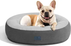Veehoo Calming Donut Cat Dog Bed, Round Dog Cushion Bed Anti-Anxiety Donut Cuddler Warming Cozy Soft Pet Bed Mashine Washable for Small Medium Dogs and Cats, 23.6inches Smoke Gray