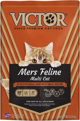 VICTOR Super Premium Cat Food  High-Protein Mers Feline Dry Cat Food with Chicken, Beef, Pork and Fish Meal for Normally Active Cats  All Breeds and All Life Stages from Kitten to Adult, 5 lb