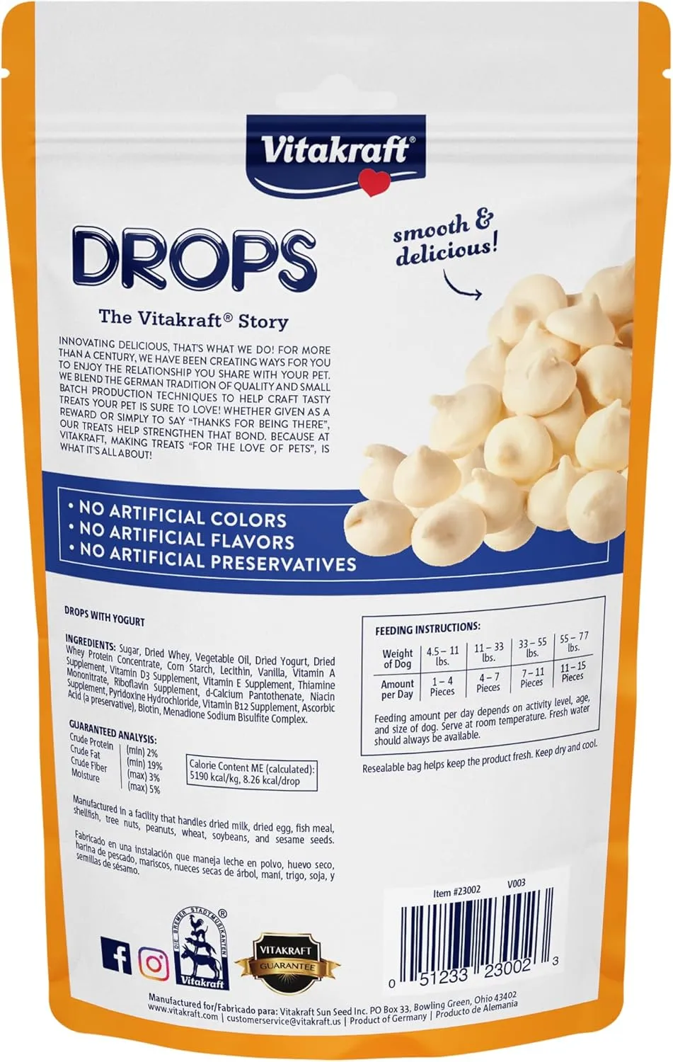Vitakraft Drops with Yogurt Treats for Dogs, Bite-Sized Training Snacks, 8.8 Ounce (Pack of 1)