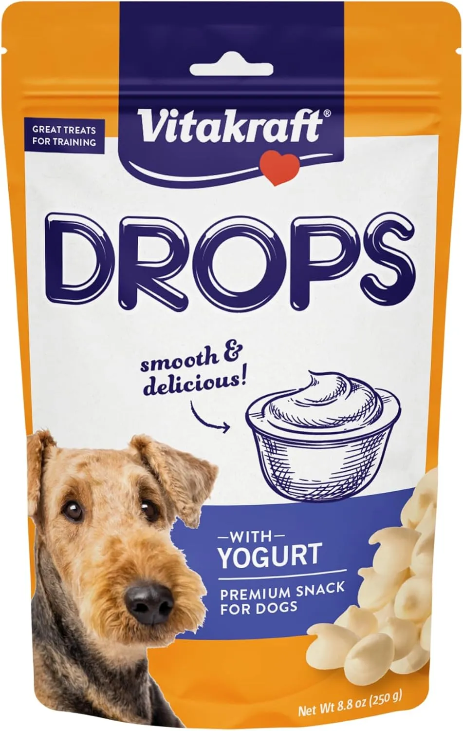 Vitakraft Drops with Yogurt Treats for Dogs, Bite-Sized Training Snacks, 8.8 Ounce (Pack of 1)