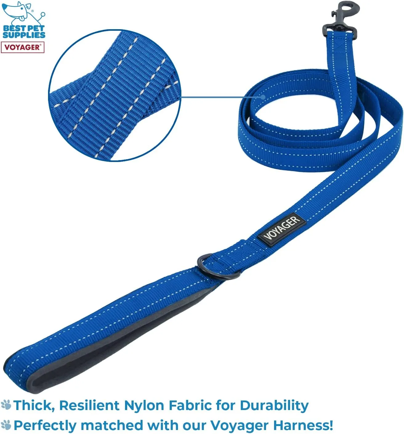 Voyager Step-in Air All Weather Mesh Harness and Reflective Dog 5 ft Leash Combo with Neoprene Handle, for Small, Medium and Large Breed Puppies by Best Pet Supplies - Blue, Small