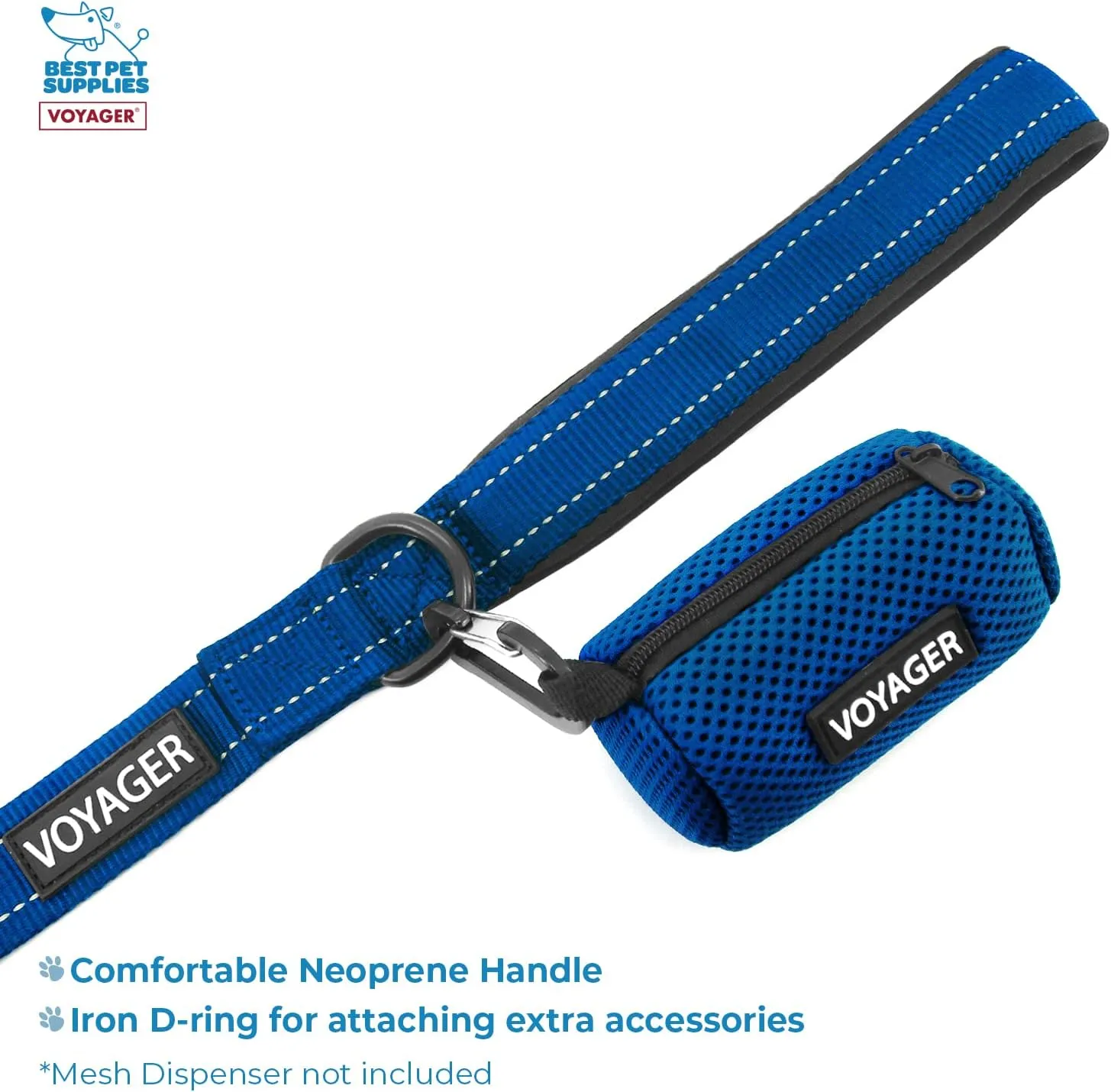 Voyager Step-in Air All Weather Mesh Harness and Reflective Dog 5 ft Leash Combo with Neoprene Handle, for Small, Medium and Large Breed Puppies by Best Pet Supplies - Blue, Small