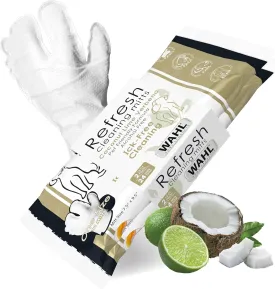 Wahl Refresh Cleaning Mitt Dog Wipes for Ick-Free Cleaning of Dog Paws, Face, Ears and Butt - Coconut Lime Verbena Scent  24 ct - Model 3027121