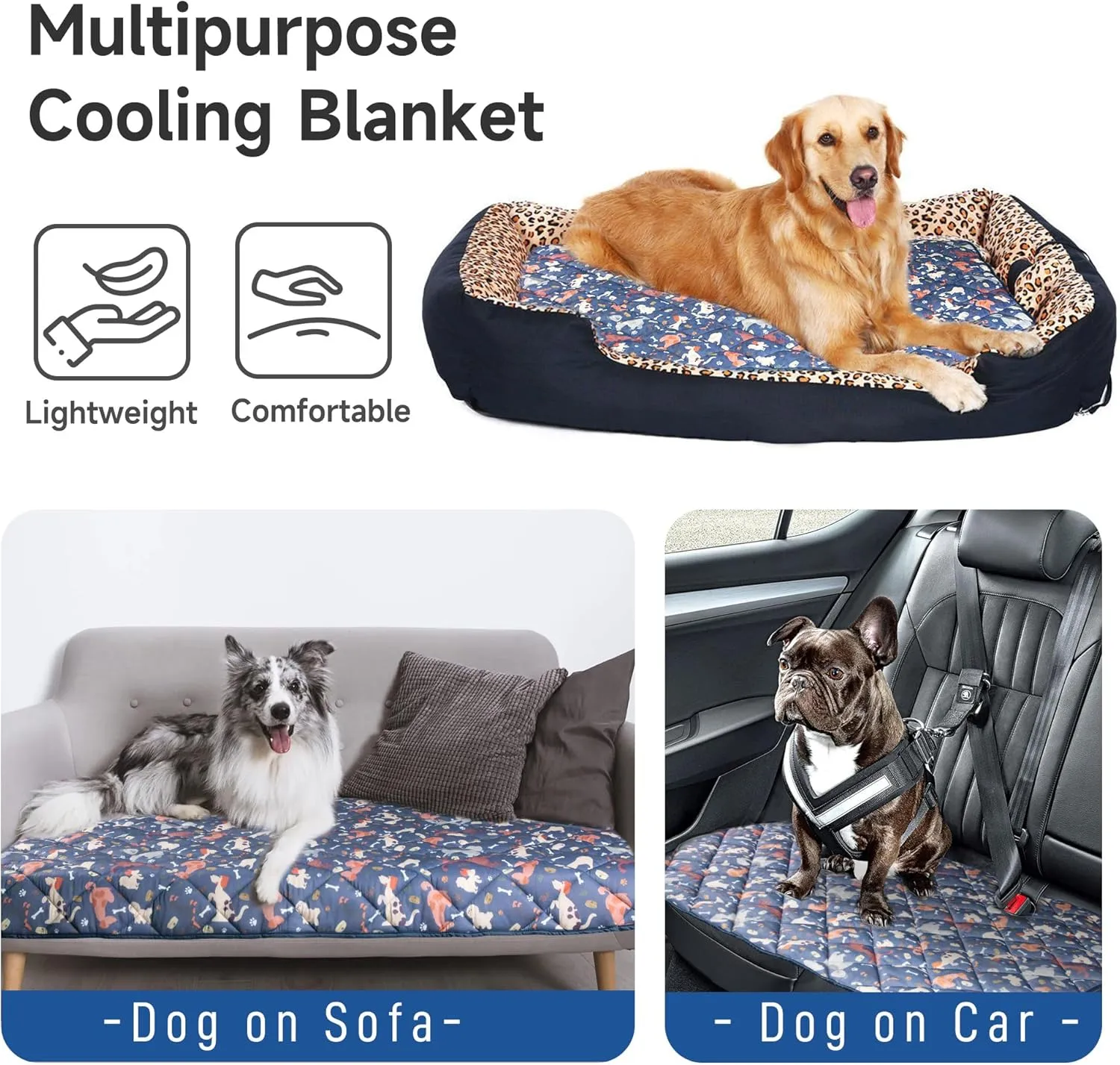wegreeco Dog Cooling Mat,Lightweight Cooling Blanket for Dogs and Cats,Cooling Pad for Dog Large,Pet Weighted Cooling Blanket for Dogs Cute Dog M