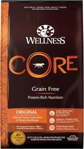Wellness CORE Dry Dog Food, Grain-Free, High Protein, Natural, Original Turkey & Chicken Recipe, (26-Pound Bag)