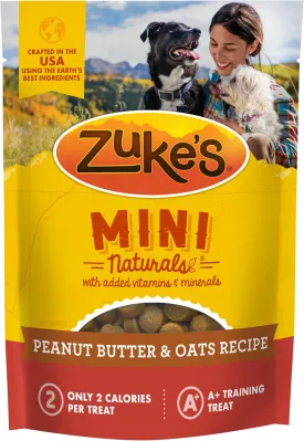 Zukes Mini Naturals Dog Training Treats for Dogs, Pet Treats Made with Real Peanut Butter - 10 oz. Pouch